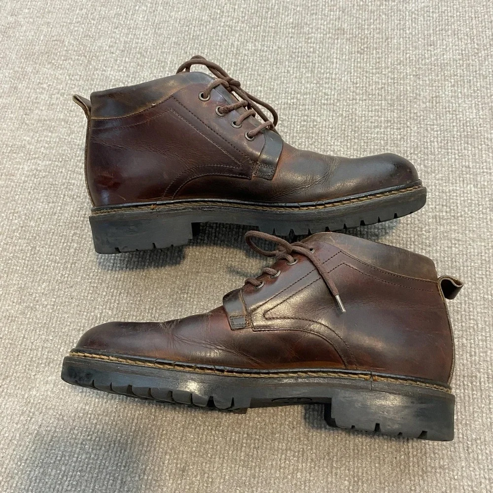 Johnston & Murphy Passport Boots Mens Size 10 Brown Leather Chukka Made in Italy
